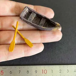 ماکت مینیاتوری قایق ته تخت با پارو  طول 4.5 سانتیمتر بسته دو عددی