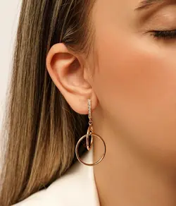 گوشواره آویز دایره ای طرح طلا برند ژوپینگ کد 1382 - فروشگاه سون مد