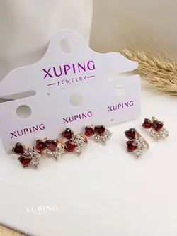 گوشواره یاقوت سرخ طرح طلا برند ژوپینگ کد 1383 - فروشگاه سون مد