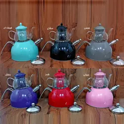 کتری قوری رنگی وردا با صافی چینی