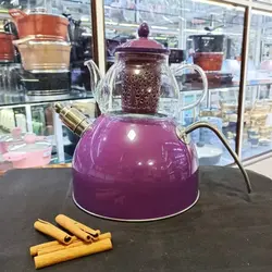 کتری قوری رنگی وردا با صافی چینی