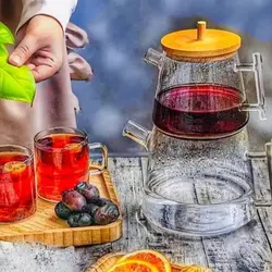 کتری قوری پیرکس درب بامبو