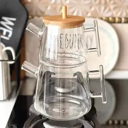 کتری قوری پیرکس درب بامبو