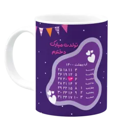ماگ تولدت مبارک دخترم (عکسدار و تقویم دار) مدل AV 82
