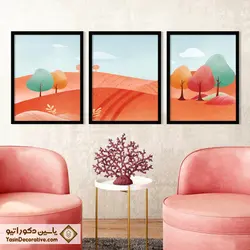 تابلو دکوراتیو طرح نقاشی آبرنگ  منظره دشت