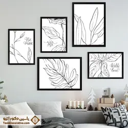 تابلو دکوراتیو مینیمال برگ درخت 5 تکه