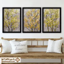 تابلو دکوراتیو طرح نقاشی درخت برگ طلایی