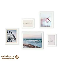 قاب عکس دکوراتیو 5 عددی مدل DT53 سفید