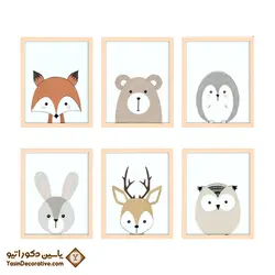 تابلو دکوراتیو 6 عددی مدل DT62 نقاشی فانتزی حیوانات