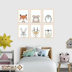 تابلو دکوراتیو 6 عددی مدل DT62 نقاشی فانتزی حیوانات