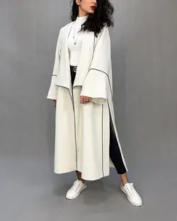 پالتو کچه سفید نوار مغزی مشکی