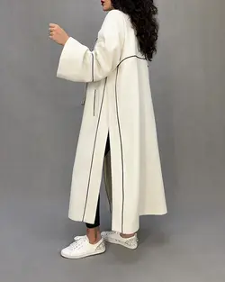 پالتو کچه سفید نوار مغزی مشکی