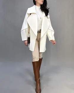 پالتو کرپ سفید مغزی طلایی