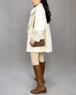 پالتو کرپ سفید مغزی طلایی