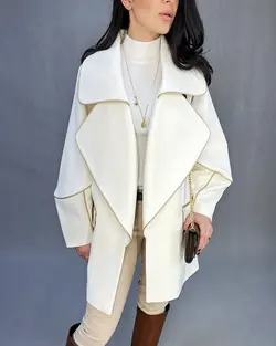 پالتو کرپ سفید مغزی طلایی