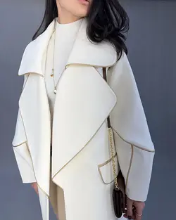 پالتو کرپ سفید مغزی طلایی