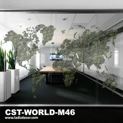 استیکر شفاف نقشه قاره ها کره زمین پوشیده شده با گیاهان به رنگ سبز CST-WORLD-M46