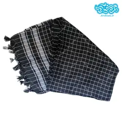 چفیه نخی مشکی طرح ایرانی(خطوط ساده مربعی)