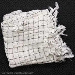 چفیه پنبه ای سفید رنگ، جنس مرغوب طرح ایرانی(خطوط مربعی)