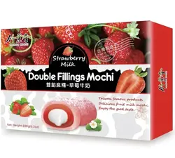 موچی با فیلینگ دوبل شیری و توت فرنگی 180 گرمی (Double filling Mochi Strawberry milk)