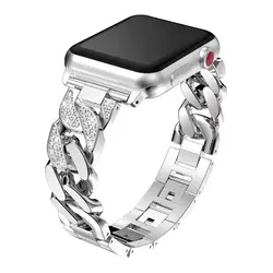 بند فلزی کارتیر نگین دار تک ردیف اپل واچ سایز 42 44 45 49