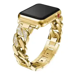 بند فلزی کارتیر نگین دار تک ردیف اپل واچ سایز 42 44 45 49