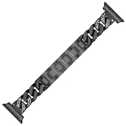 بند فلزی کارتیر نگین دار تک ردیف اپل واچ سایز 42 44 45 49