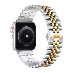 بند فلزی اپل واچ سایز 38/41/42 طرح رولکس 5 مهره تنوع رنگبندی