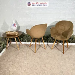 صندلی چوبی ایفلی مدرن مدل صدف پارچه ای سهیل (صندلی دسته دار فایبرگلاس نشکن)