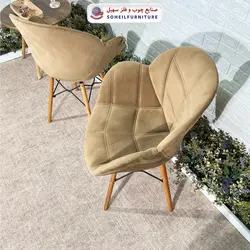 صندلی چوبی ایفلی مدرن مدل صدف پارچه ای سهیل (صندلی دسته دار فایبرگلاس نشکن)