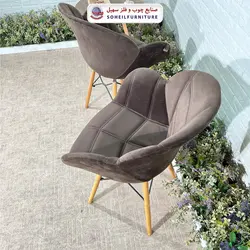 صندلی چوبی ایفلی مدرن مدل صدف پارچه ای سهیل (صندلی دسته دار فایبرگلاس نشکن)