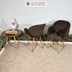 صندلی چوبی ایفلی مدرن مدل صدف پارچه ای سهیل (صندلی دسته دار فایبرگلاس نشکن)