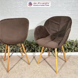 صندلی چوبی ایفلی مدرن مدل صدف پارچه ای سهیل (صندلی دسته دار فایبرگلاس نشکن)