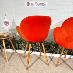 صندلی چوبی ایفلی مدرن مدل صدف پارچه ای سهیل (صندلی دسته دار فایبرگلاس نشکن)