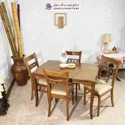 میز ناهارخوری چوبی 4نفره و 6نفره مدل ویکتوریا سهیل (چوب سوپر راش گرجستان)