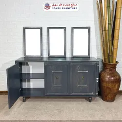 آینه کنسول چوبی مدرن مدل 130 سهیل(روکش طبیعی چوب بلوط)