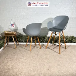 صندلی چوبی ایفلی مدرن مدل صدف چرمی دسته دار سهیل (صندلی فایبرگلاس نشکن)