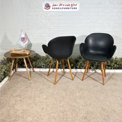 صندلی چوبی ایفلی مدرن مدل صدف چرمی دسته دار سهیل (صندلی فایبرگلاس نشکن)