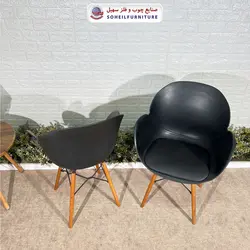 صندلی چوبی ایفلی مدرن مدل صدف چرمی دسته دار سهیل (صندلی فایبرگلاس نشکن)