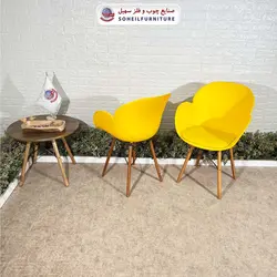 صندلی چوبی ایفلی مدرن مدل صدف چرمی دسته دار سهیل (صندلی فایبرگلاس نشکن)