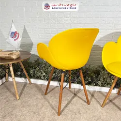 صندلی چوبی ایفلی مدرن مدل صدف چرمی دسته دار سهیل (صندلی فایبرگلاس نشکن)