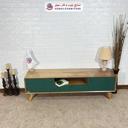 میز تلویزیون مدرن چوب و MDF مدل 104 سهیل (روکش طبیعی چوب بلوط)