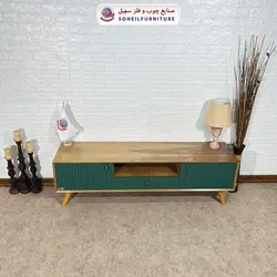 میز تلویزیون مدرن چوب و MDF مدل 104 سهیل (روکش طبیعی چوب بلوط)