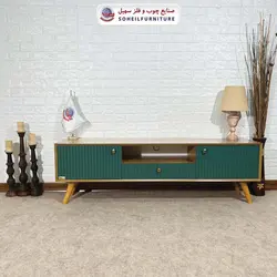 میز تلویزیون مدرن چوب و MDF مدل 104 سهیل (روکش طبیعی چوب بلوط)