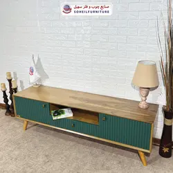 میز تلویزیون مدرن چوب و MDF مدل 104 سهیل (روکش طبیعی چوب بلوط)