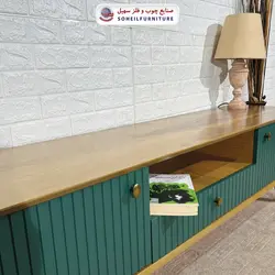 میز تلویزیون مدرن چوب و MDF مدل 104 سهیل (روکش طبیعی چوب بلوط)