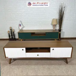 میز تلویزیون مدرن چوب و MDF مدل 104 سهیل (روکش طبیعی چوب بلوط)