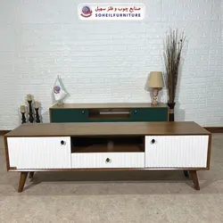 میز تلویزیون مدرن چوب و MDF مدل 104 سهیل (روکش طبیعی چوب بلوط)