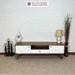 میز تلویزیون مدرن چوب و MDF مدل 104 سهیل (روکش طبیعی چوب بلوط)
