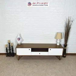 میز تلویزیون مدرن چوب و MDF مدل 104 سهیل (روکش طبیعی چوب بلوط)